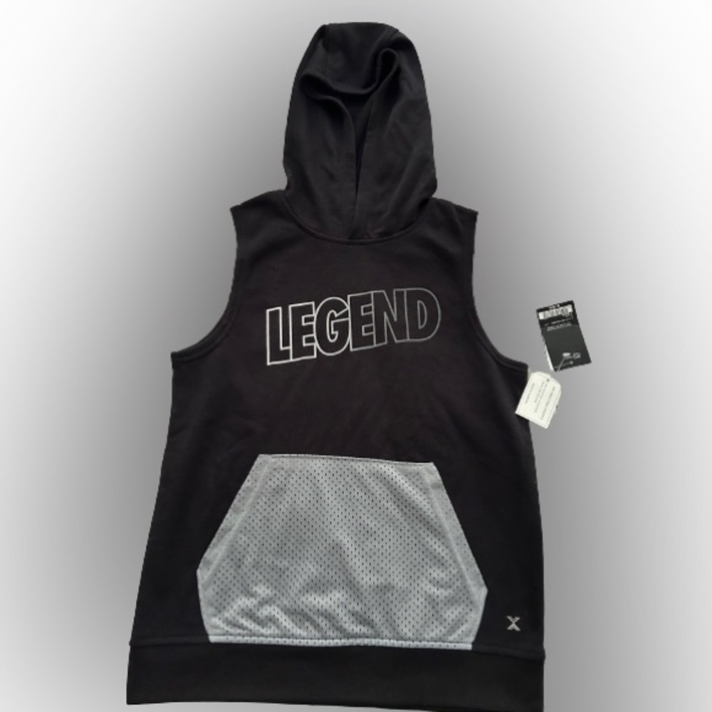 Xersion Sleeveless Legend Hoodie, Big Boy's Size M (10-12) Black NEW MSRP $26